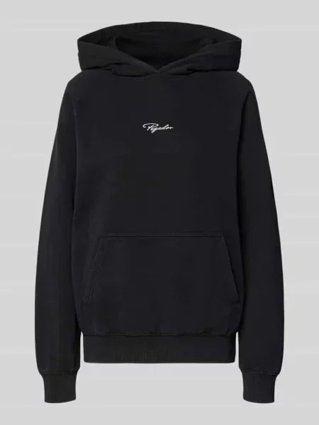 Bluza z kapturem z wyhaftowanym logo Pegador czarna