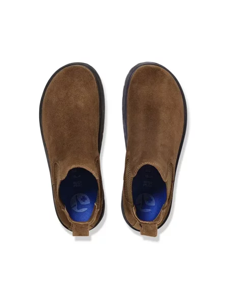 Botki Birkenstock skórzane wsuwane brązowe
