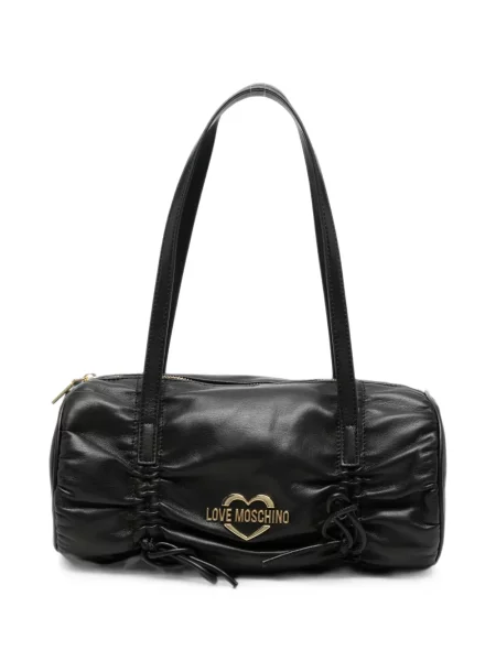 Geantă shopper Love Moschino cu volane cu motiv cu inimi negru