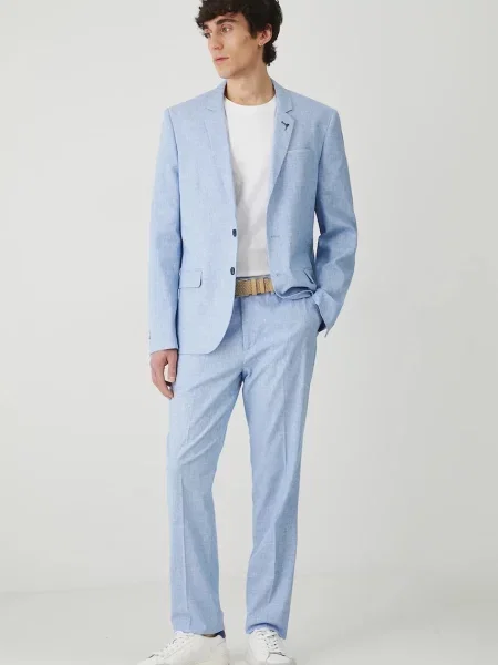 Kalhoty s příměsí lnu Medicine modrá