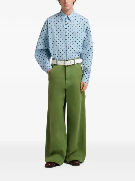 Pantaloni Marni cu broderie verde