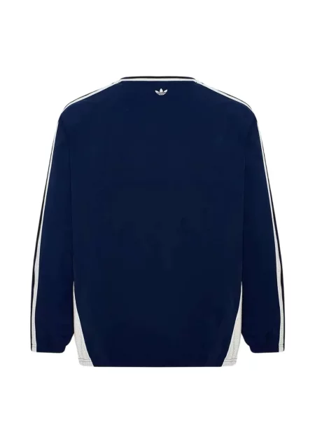 Dzianinowy sweter Adidas z dekoltem w serek do biegania niebieski