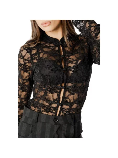 Top I Am din dantelă negru