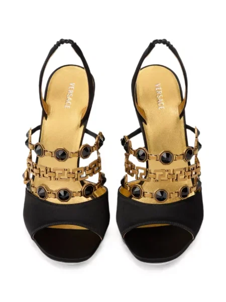 Sandale Versace din satin negru
