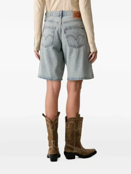Pantaloni scurți din denim Levi's® din dantelă zdrențuiți cu talie înaltă albastru