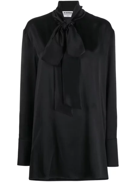 Bluză Jil Sander cu funde din satin negru