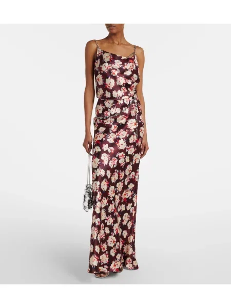 Fusta maxi Rabanne de mătase cu model floral