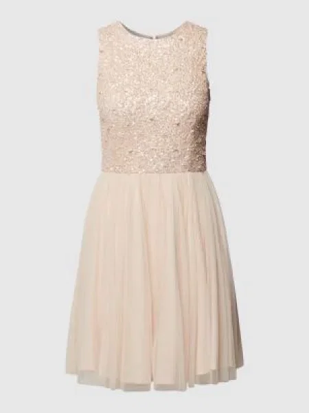 Sukienka koktajlowa o długości mini z cekinowym obszyciem Lace & Beads różowa