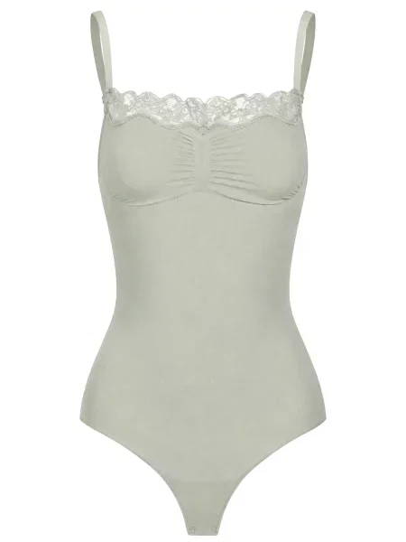 Cfab Alakformáló body Bodysuit Sculpting Shapewear mit Lace pasztellzöld