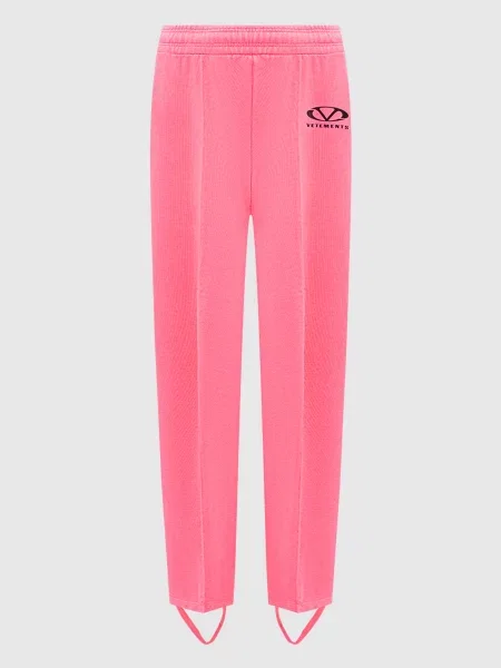 Спортивні штани зі штрибками з принтом логотипа Vetements рожеві