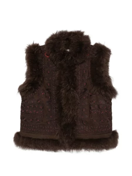 Vestă Antik Batik cu broderie maro