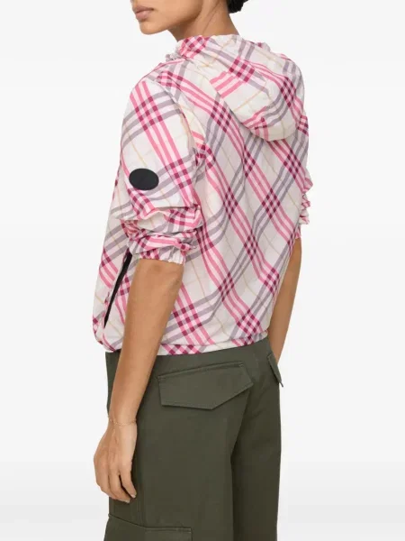 Jachetă cu glugă Burberry în carouri cu glugă