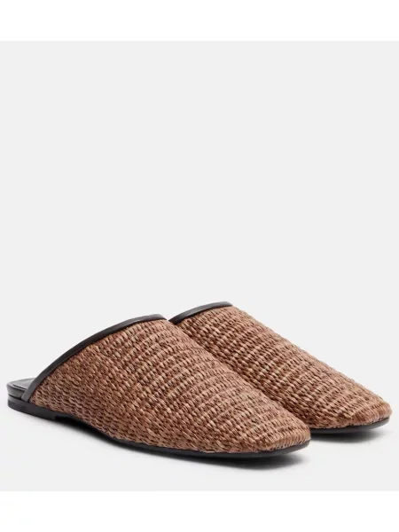 Papuci tip mules Brunello Cucinelli din piele maro