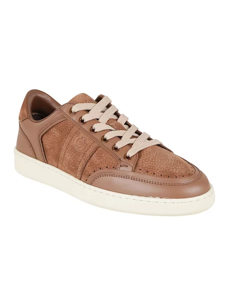 Sneakersy Ferragamo skórzane brązowe