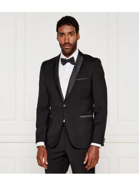HUGO de lână sacou | slim fit negru