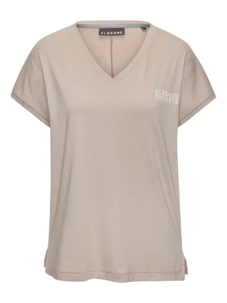 Elbsand Tricou gri taupe alb
