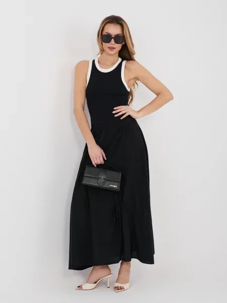 Fustă Italy Moda cu legături evazată negru