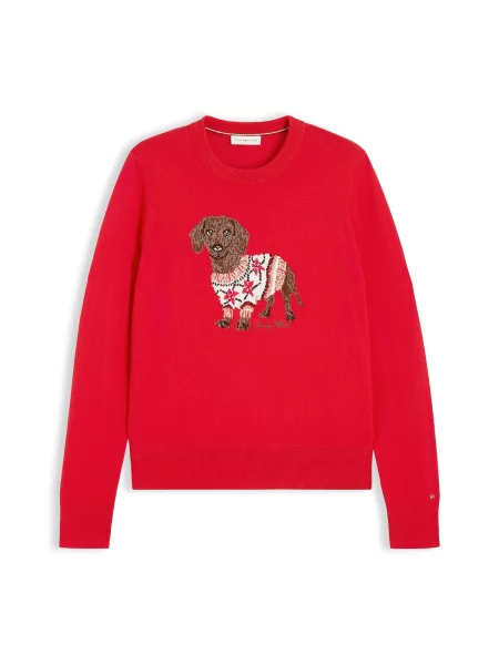 TOMMY HILFIGER Pulover nisipiu / maro / roșu alb