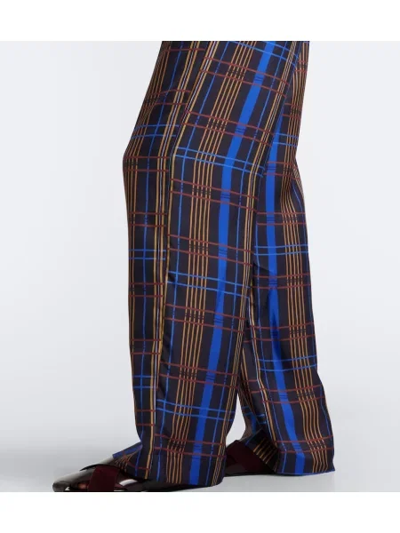 Pantaloni Asceno de mătase în carouri