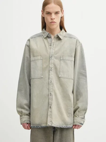 Rick Owens DRKSHDW cămașă din Jumbo Outershirt cu guler clasic relaxed gri