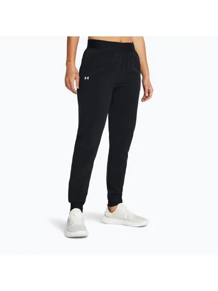 Дамски панталони за тренировка Under Armour Sport High Rise Woven black/white бяло