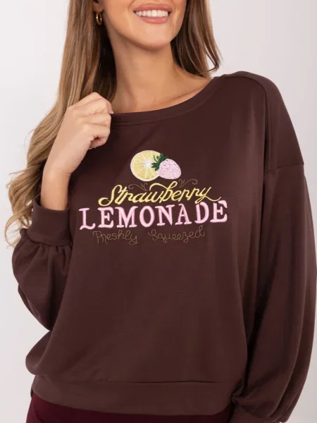 Bluza z kapturem Rue Paris z kapturem asymetryczna brązowa