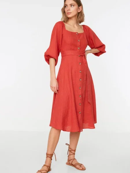 Midi obleka Trendyol rdeča