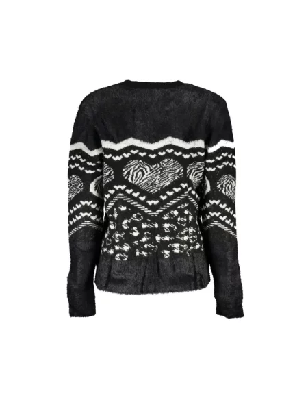 Golf Desigual elegancki z długim rękawem z wysokim kołnierzem czarny