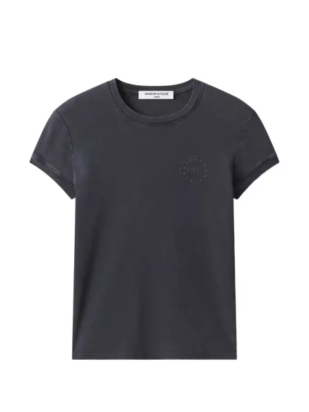 Tricou Maison Kitsune cu broderie gri
