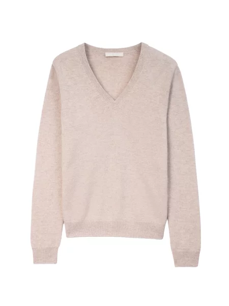 GOBI Cashmere Pulover Women's Essential Cashmere V-Neck Sweater natural alb