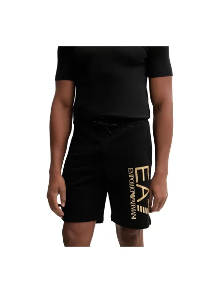 Szorty Emporio Armani Ea7 z nadrukiem z dżerseju czarne