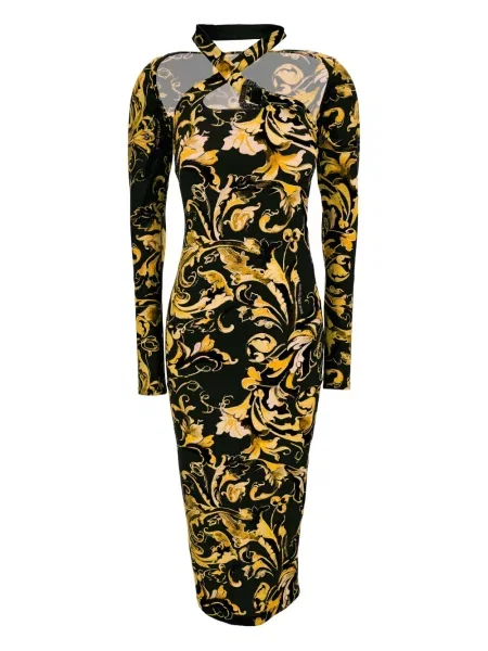 Rochie din denim Versace Jeans Couture cu imagine până la genunchi de costum negru