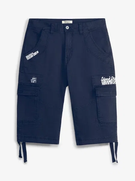 Długie bermudy z cargo regular fit niebieskie