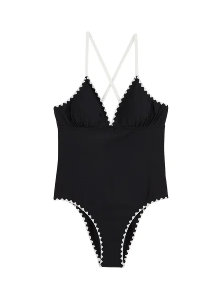 WE Fashion Costum de baie întreg negru alb