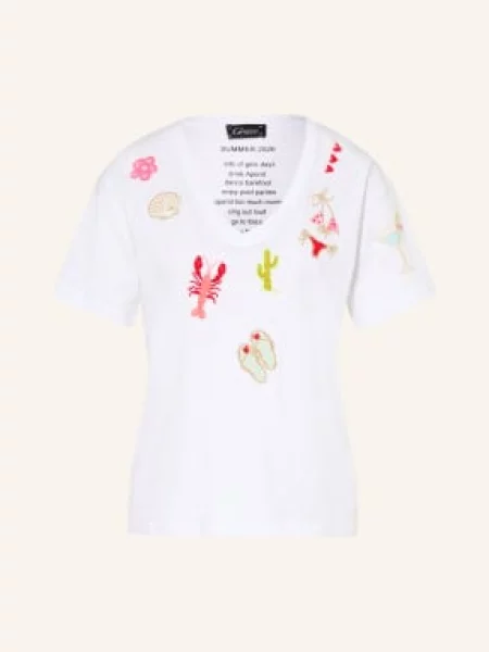 Grace Koszulka Z Ozdobnymi Perełkami weiss biała