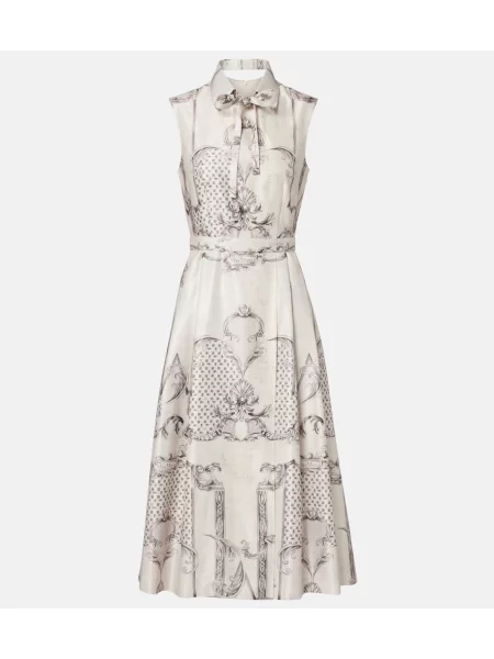 Sukienka midi Max Mara z nadrukiem do kolan garniturowa beżowa