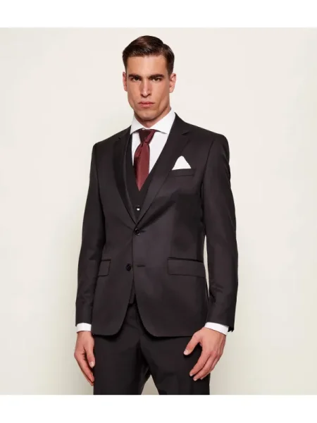 BOSS BLACK De lână sacou negru