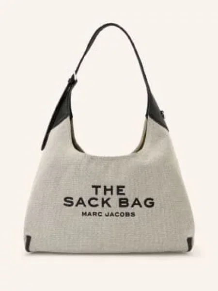 Marc Jacobs Torba Na Ramię The Leather-Trim Canvas Belted Sack Bag schwarz czarna