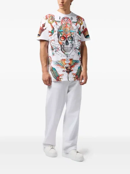 Tricou Philipp Plein scurt alb