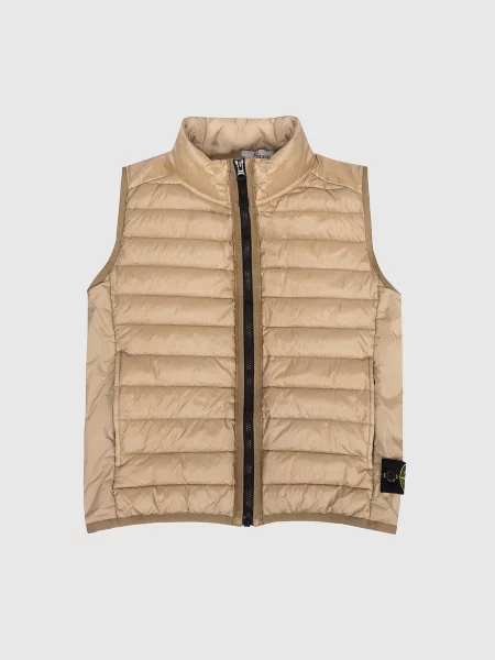 Дитячий пуховий жилет з патчем логотипа Stone Island коричневий