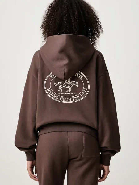 Sporty & Rich Riding Club μπλούζα με κουκούλα Γυναικεία καφέ