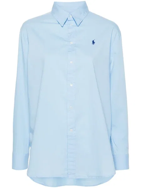 Поло тениска Polo Ralph Lauren с десен рибена кост синьо