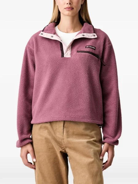 Pulover Columbia Sportswear din fleece cu autograf roz