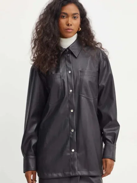 Boss Orange cămașă femei cu guler clasic relaxed negru