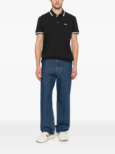 Tricou polo Boss cu imagine gri
