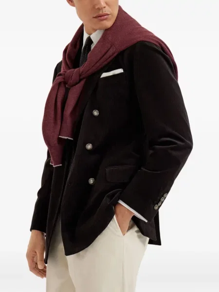 Sacou Brunello Cucinelli de catifea cord negru