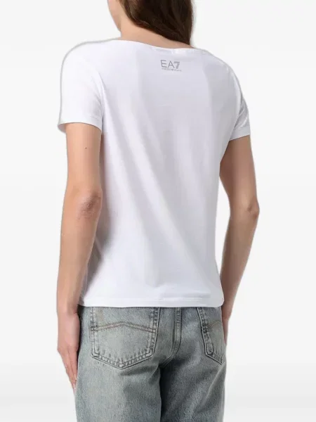 Μπλούζα Ea7 Emporio Armani με παγιέτες λευκό
