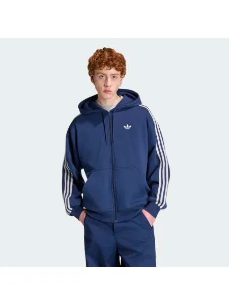 Bluza z kapturem adidas Adicolor Oversize Full-Zip szara