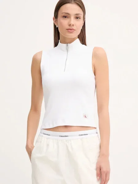 Топ Calvin Klein Jeans с ниско поло бяло