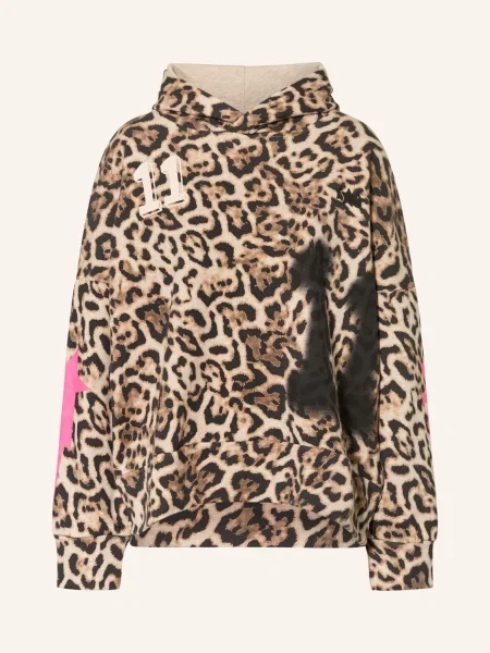 Yippie Hippie Oversized Mikina S Kapucí koňaková / béžová černá